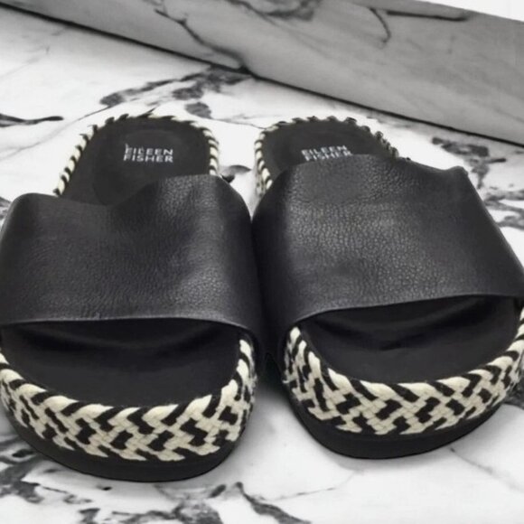 Eileen Fisher Black/White Slide Sandals Size 7 - Picture 6 of 6